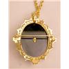 Image 3 : A 14K YELLOW GOLD ONYX AND DIAMOND OVAL ART NOUVEAU MOTIF PENDANT/BROOCH