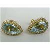 Image 1 : A PAIR OF 18K YELLOW GOLD DIAMOND AND AQUAMARINE EARRINGS