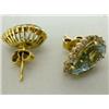 Image 2 : A PAIR OF 18K YELLOW GOLD DIAMOND AND AQUAMARINE EARRINGS