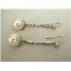 Image 1 : A PAIR OF PLATINUM DIAMOND AND PEARL EARRINGS