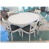 Image 1 : Crate & Barrel White Dining Table w/ 6 Chairs (middle section comes off to form round table)