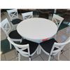 Image 2 : Crate & Barrel White Dining Table w/ 6 Chairs (middle section comes off to form round table)