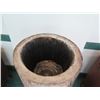 Image 2 : Tall Whitewashed Wooden Vessel w/ Carved Scroll Details 14" Dia, 61" Tall