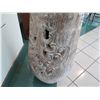 Image 8 : Tall Whitewashed Wooden Vessel w/ Carved Scroll Details 14" Dia, 61" Tall