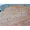 Image 8 : Large Round Solid Wood Table w/ Geometric Base, Natural Finish, 61" Dia, 30"H (some nicks along edge
