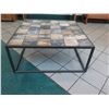 Image 8 : Coffee Table w/ Contrasting Squares, Metal Frame (crack line towards middle) 42"x42"x18"H