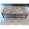 Image 2 : Rustic Natural Wood Coffee Table w/Cast Iron Base, Natural Finish 54" x 26" x 18"H