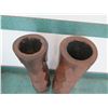 Image 2 : Qty 2 Tall Carved Pattern Wooden Vessels, Each Approx. 10" Dia, 40"H