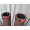 Image 2 : Qty 2 Tall Carved Wooden Vessels, Each Approx. 12" Dia, 59"H
