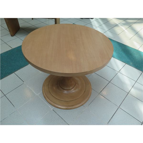 Small Wooden Dining Table w/ Pedestal Base 36" Dia, 29"H