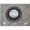 Image 1 : Neiman Marcus Round Mirror with Wood-Tip Fringe (Overall Diameter 34")