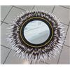 Image 1 : Neiman Marcus Round Mirror with Wood-Tip Fringe (Overall Diameter 34")