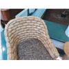 Image 2 : Qty 2 Ralph Lauren Joshua Tree Woven Barrel-Back Chairs w/ Accent Table (14" Dia, 23"H), Chairs 34" 