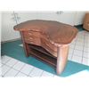 Image 2 : Live Edge Solid Wood Bar w/ Drawers & Shelving on Reverse, 62"x29"x42"H