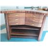 Image 8 : Live Edge Solid Wood Bar w/ Drawers & Shelving on Reverse, 62"x29"x42"H