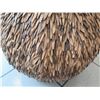 Image 8 : Pair of Stools with Coconut Shell Fringe, Leather-Like Top, 20" Tall (some discoloration)