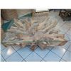 Image 2 : Solid "Root" Light-Wood Coffee Table w/ Glass Top (glass 43" x 54")