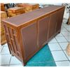 Image 2 : New/Unused Woven 4-Door Sideboard Cabinet 68" x 18" x 36"H (1 panel door is dis-attached)