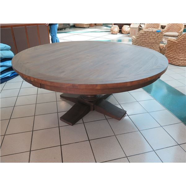 Large Dark Wood Round Table 73" Dia, 30" H