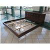 Image 2 : Crate & Barrel Faux Leather Bed Frame with Tufted Headboard, Approx. 90" x 79" (Cal. King)