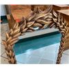 Image 2 : Carved Wooden Mirror, Leaf Pattern, 28.5" x 45.5"