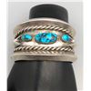 Image 2 : Great, Heavy Duty Vintage Three Stone Turquoise Bracelet