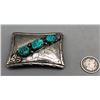 Image 2 : Three Stone Turquoise and Sterling Silver Belt Buckle