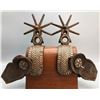 Image 1 : Large Antique Mexican Silver Inlay Spurs