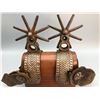 Image 2 : Large Antique Mexican Silver Inlay Spurs