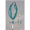 Image 2 : Turquoise Cross Necklace with Earrings