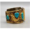 Image 2 : Sterling Silver and Gold Fill Turquoise Watch Band