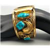 Image 8 : Sterling Silver and Gold Fill Turquoise Watch Band