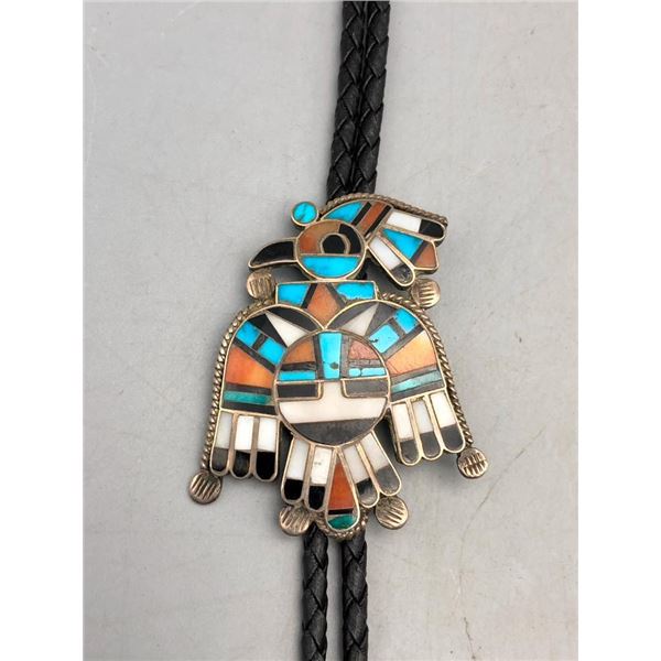 Vintage Zuni Inlay Bolo Tie- Circa 1950s