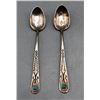 Image 1 : 2 Hand-Hammered Sterling Silver and Turquoise Spoons
