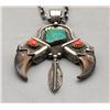 Image 2 : Turquoise Coral and Claw Pendant on a Handmade Chain