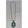 Image 2 : Turquoise Sterling Silver and Gold Plated Necklace