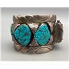 Image 1 : Huge! Webbed Turquoise and Sterling Silver Watch Bracelet