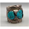 Image 2 : Huge! Webbed Turquoise and Sterling Silver Watch Bracelet