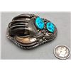 Image 2 : Turquoise Sterling Silver and Claw Belt Buckle
