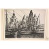 Image 2 : Framed vintage Italian etching labelled on verso Bragozzi; Venetian Sailing boat