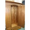 Image 2 : Antique quarter cut oak, single door wardrobe with interior brass bar and hooks, drawer base , carve