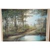 Image 2 : Framed oil on canvas painting of a serene forest scene with deer and signed by artist Auriel MacKenz