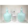 Image 2 : Selection of decorator items including a pair of 38" metal and glass candlesticks, two 16" mint gree