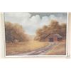 Image 2 : Framed original oil on canvas painting of a rural homestead in fall painting bay Canadian artist Hub