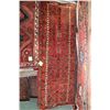 Image 1 : 100% handmade Iranian Zanjan carpet runner with geometric design on red background and highlights of