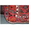 Image 2 : 100% handmade Iranian Zanjan carpet runner with geometric design on red background and highlights of