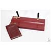 Image 1 : Vintage burgundy leather Cartier card holder and a Celine Paris leather desk top pen holder