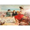 Image 2 : Framed oil on board painting of fisherman telling tales of the sea to two boys by artist Paul Duff, 