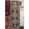 Image 1 : 100% handmade Iranian Zanjan wool carpet runner with triple medallion, blue background and highlight