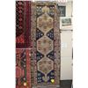 Image 1 : 100% handmade Iranian Zanjan wool carpet runner with triple medallion, blue background and highlight